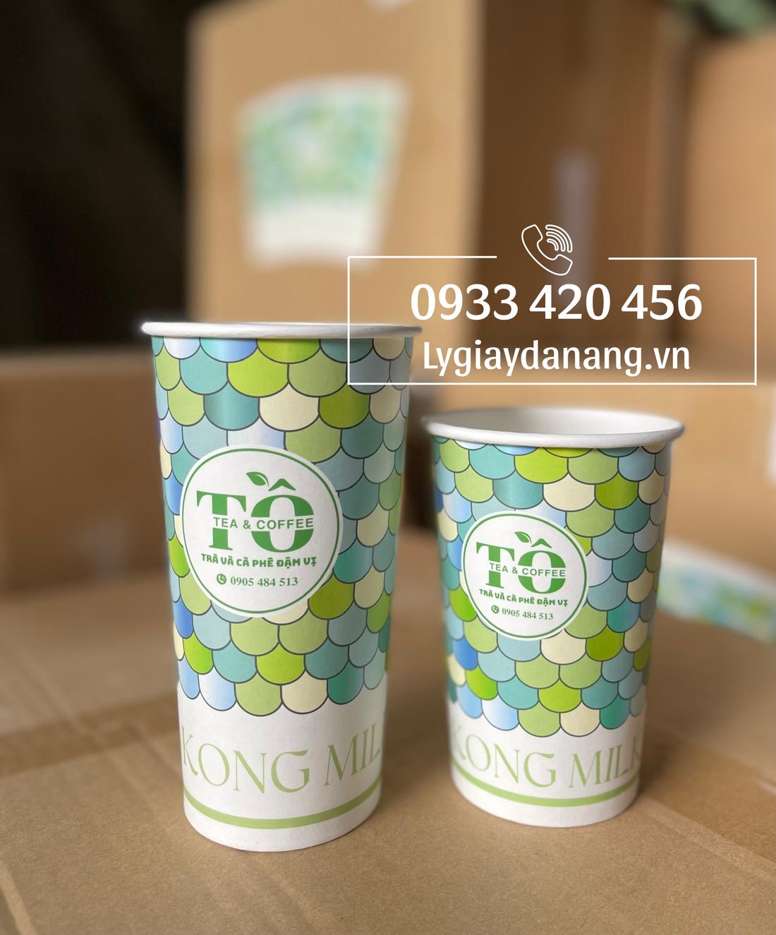 In ly trà sữa Đà Nẵng - ly giấy in họa tiết vảy cá 4 màu cho Tổ Tea Coffee