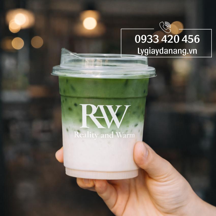 In ly nhựa Đà Nẵng - ly nhựa PET trong suốt in logo trắng cho quán RAW